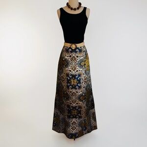 Vintage Quilted Carol Reed Skirt w/ornate antler buckle
